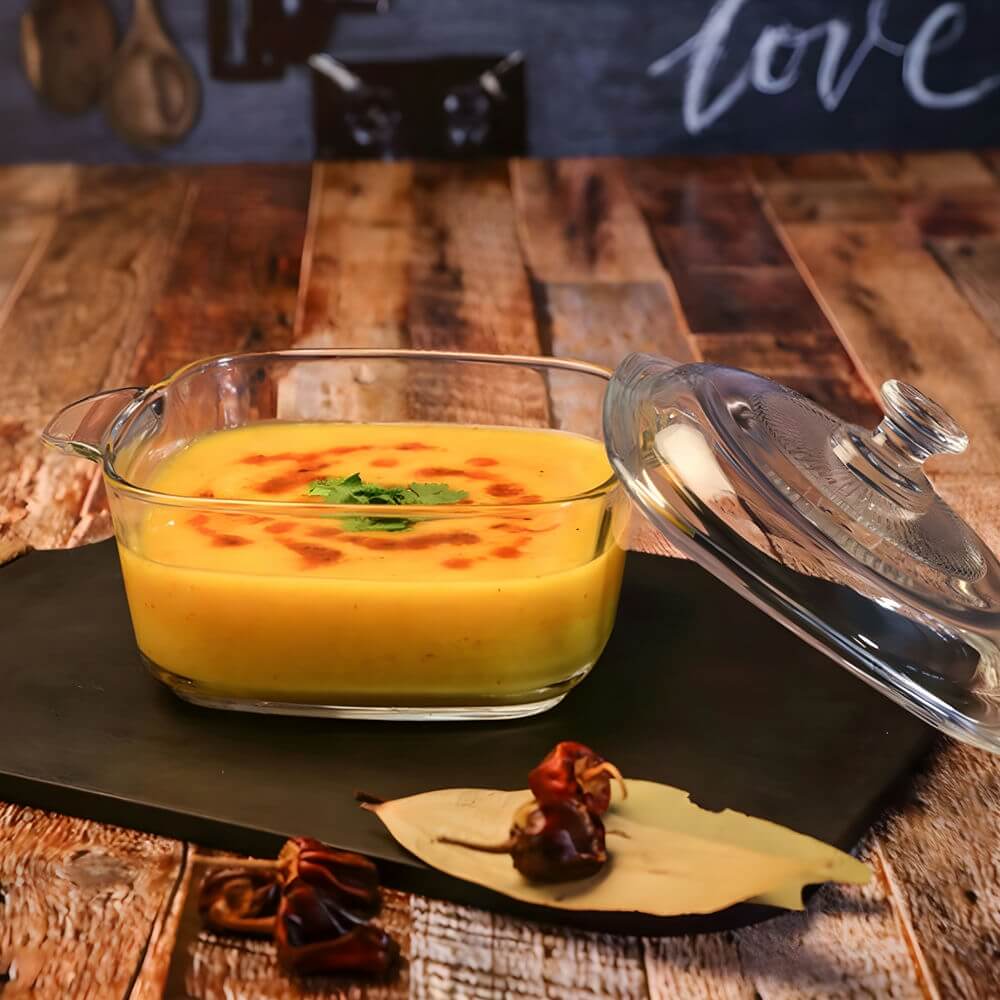 Transparent Tempered Glass Square Casserole with Lid - 2150 ml, Microwave Safe, Heat - Resistant, Durable, and Elegant Design - Crystalkart