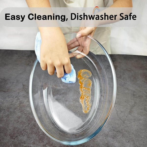 Versatile Set of 3 Oval Glass Baking Dishes – Durable, Transparent, Even - Heating – Microwave, Dishwasher, and Freezer Safe – 2400ml, 1600ml, 700ml - Crystalkart