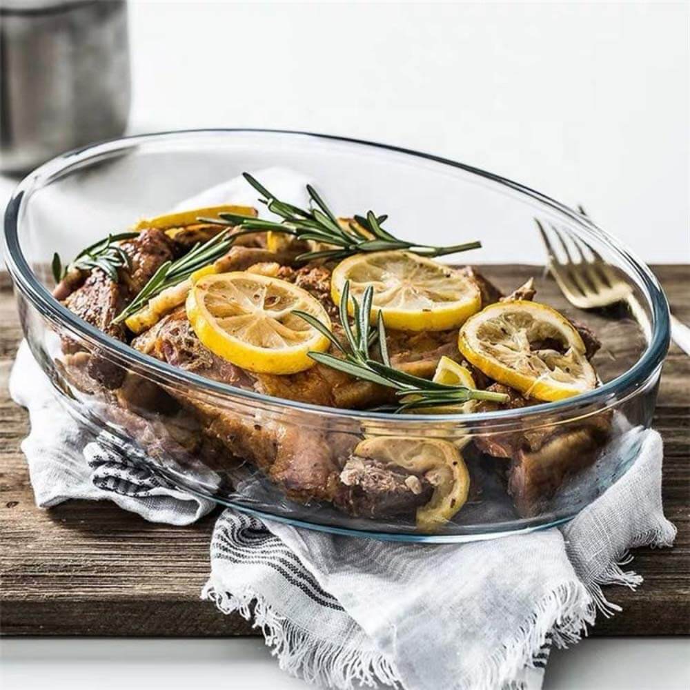 Versatile Set of 3 Oval Glass Baking Dishes – Durable, Transparent, Even - Heating – Microwave, Dishwasher, and Freezer Safe – 2400ml, 1600ml, 700ml - Crystalkart