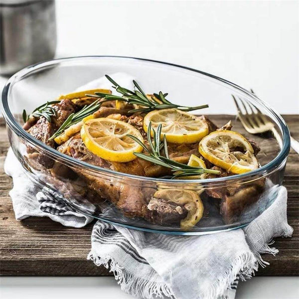Versatile Set of 3 Oval Glass Baking Dishes – Durable, Transparent, Even - Heating – Microwave, Dishwasher, and Freezer Safe – 2400ml, 1600ml, 700ml - Crystalkart