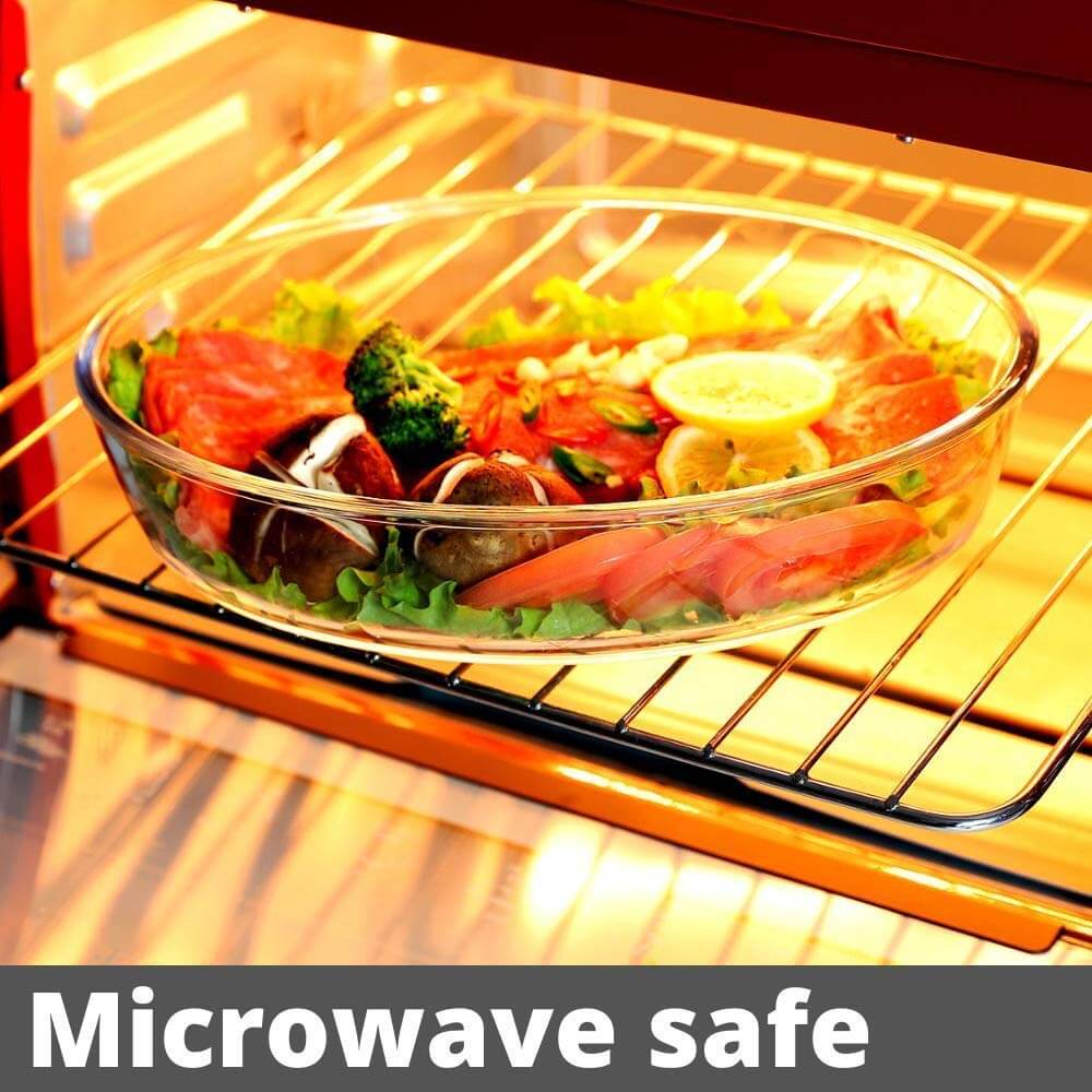 Versatile Set of 3 Oval Glass Baking Dishes – Durable, Transparent, Even - Heating – Microwave, Dishwasher, and Freezer Safe – 2400ml, 1600ml, 700ml - Crystalkart