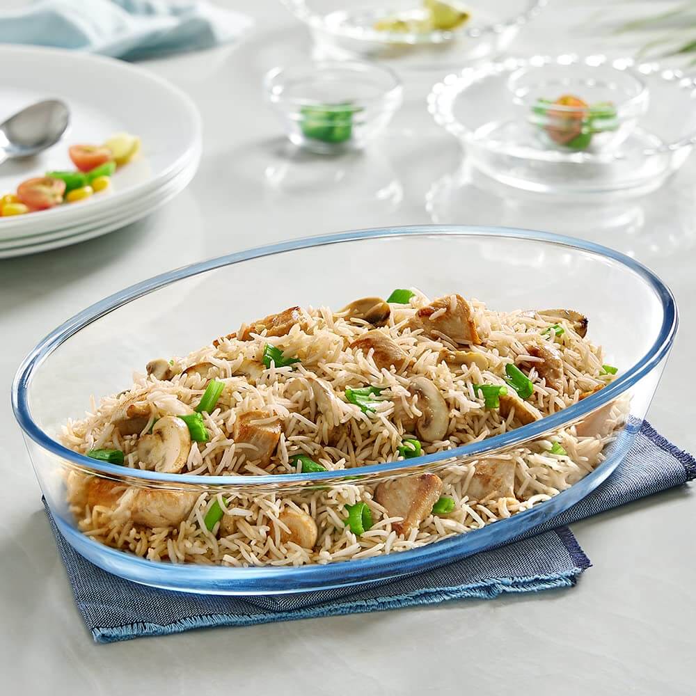 Versatile Set of 3 Oval Glass Baking Dishes – Durable, Transparent, Even-Heating – Microwave, Dishwasher, and Freezer Safe – 2400ml, 1600ml, 700ml Secondary image