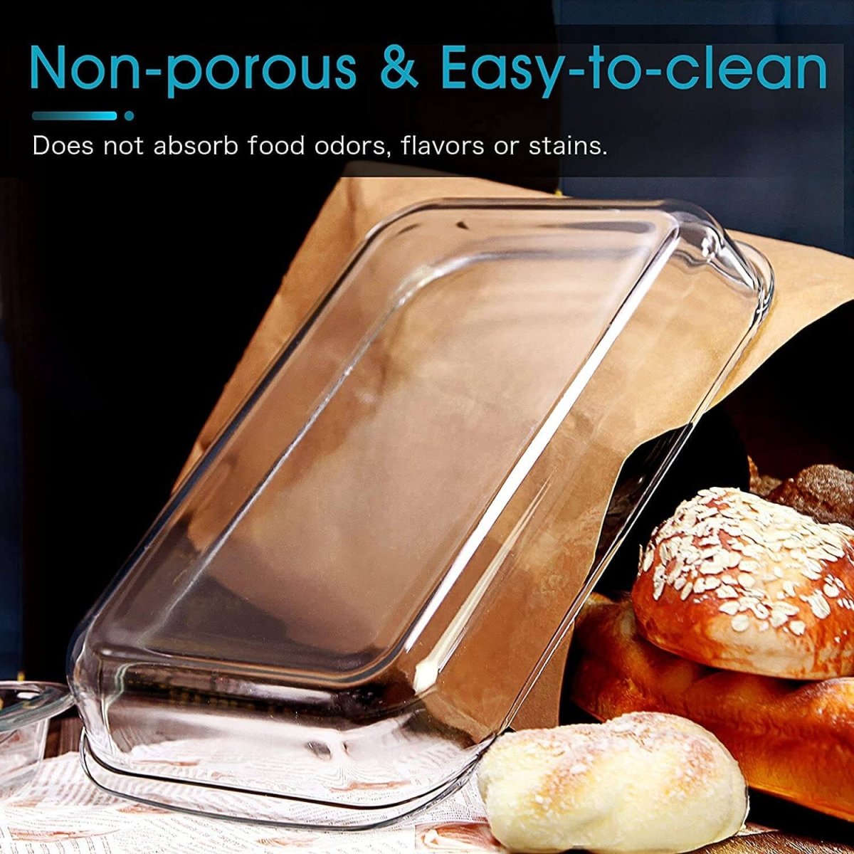 Versatile Set of 3 Rectangle Glass Baking Dishes – Durable, Transparent, Even - Heating – Microwave, Dishwasher, and Freezer Safe – 2200ml, 1600ml, 1000ml - Crystalkart
