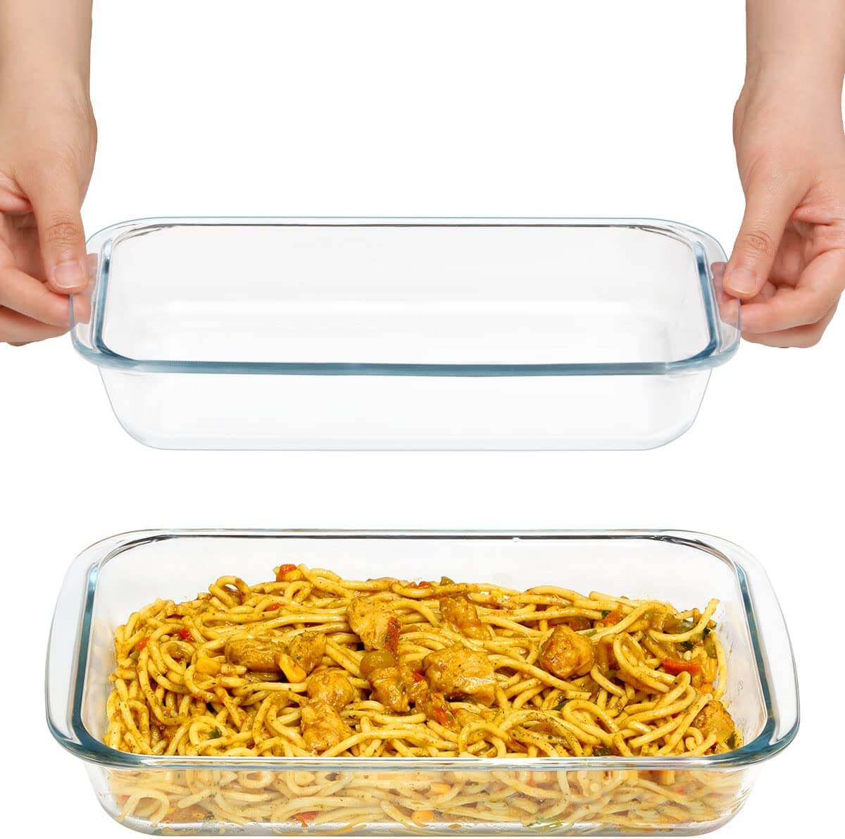 Versatile Set of 3 Rectangle Glass Baking Dishes – Durable, Transparent, Even - Heating – Microwave, Dishwasher, and Freezer Safe – 2200ml, 1600ml, 1000ml - Crystalkart