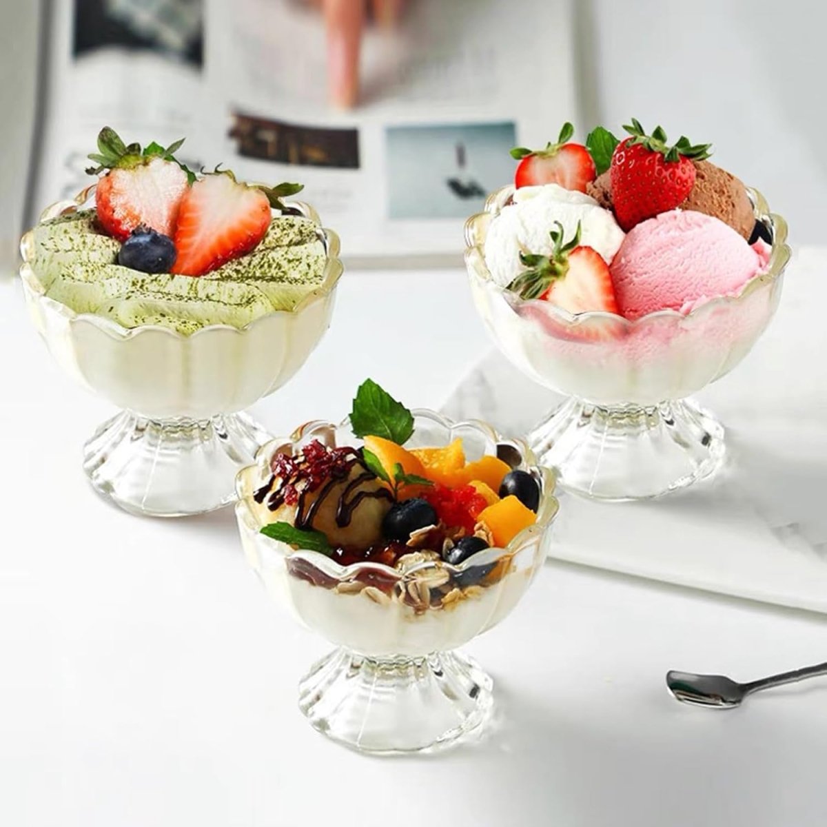 Vintage Crystal Glass Dessert Bowl, 140ml | for Serving Dessert, Ice Cream, Pudding and Fruit Salad - Crystalkart