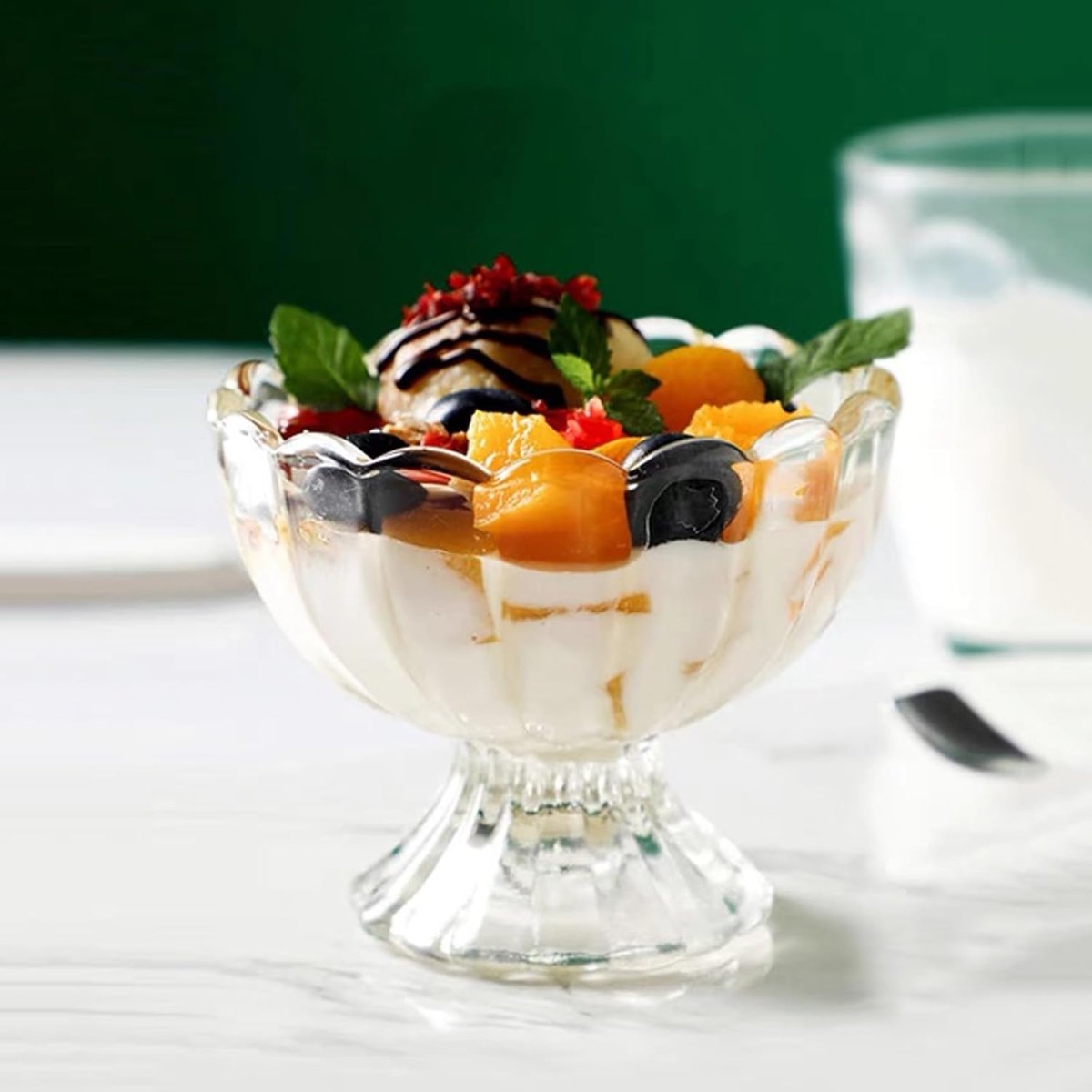 Vintage Crystal Glass Dessert Bowl, 140ml | for Serving Dessert, Ice Cream, Pudding and Fruit Salad - Crystalkart