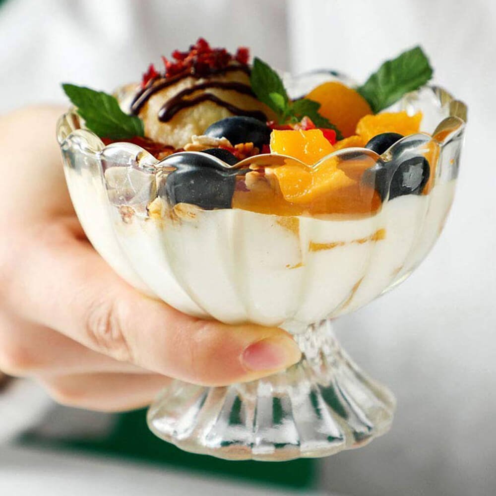 Vintage Crystal Glass Dessert Bowl, 140ml | for Serving Dessert, Ice Cream, Pudding and Fruit Salad - Crystalkart