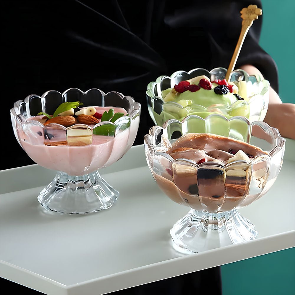 Vintage Crystal Glass Dessert Bowl, 140ml | for Serving Dessert, Ice Cream, Pudding and Fruit Salad - Crystalkart