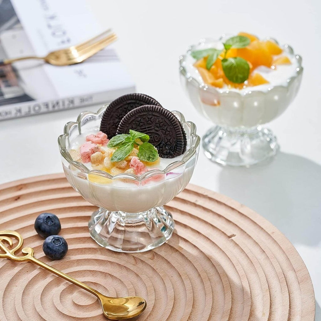 Vintage Crystal Glass Dessert Bowl, 140ml | for Serving Dessert, Ice Cream, Pudding and Fruit Salad - Crystalkart