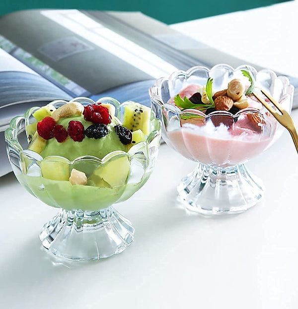 Vintage Crystal Glass Dessert Bowl, 140ml | for Serving Dessert, Ice Cream, Pudding and Fruit Salad - Crystalkart