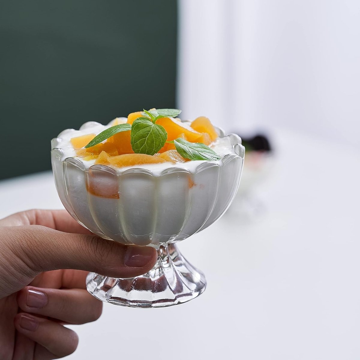 Vintage Crystal Glass Dessert Bowl, 140ml | for Serving Dessert, Ice Cream, Pudding and Fruit Salad - Crystalkart