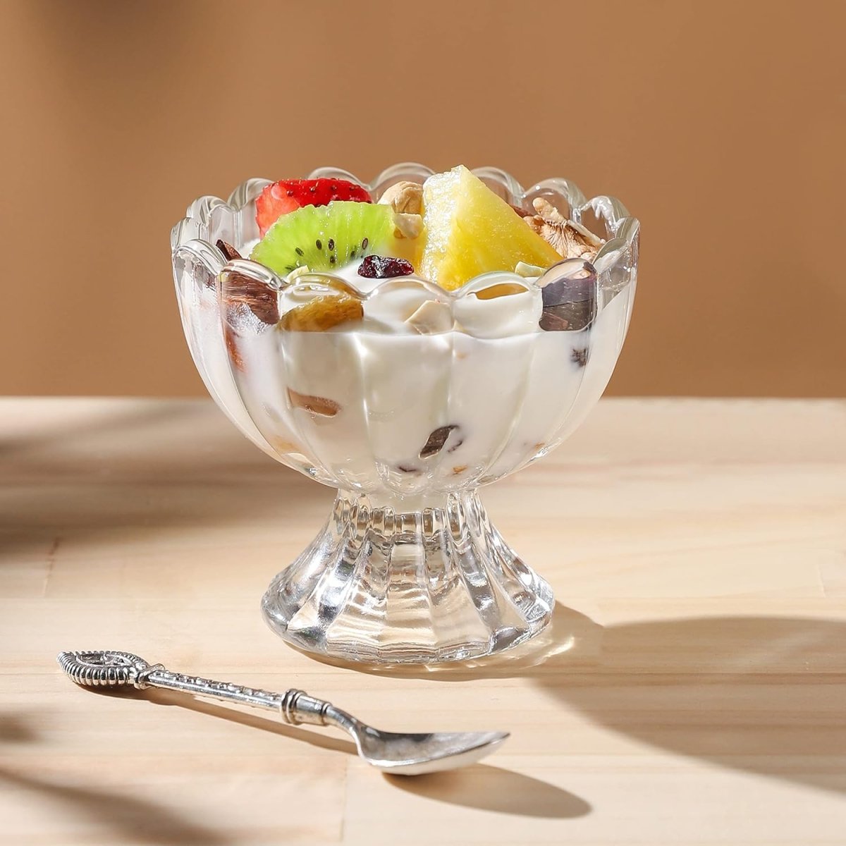 Vintage Crystal Glass Dessert Bowl, 140ml | for Serving Dessert, Ice Cream, Pudding and Fruit Salad - Crystalkart
