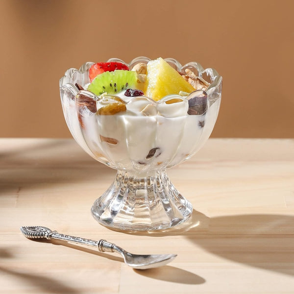 Vintage Crystal Glass Dessert Bowl, 140ml | for Serving Dessert, Ice Cream, Pudding and Fruit Salad - Crystalkart