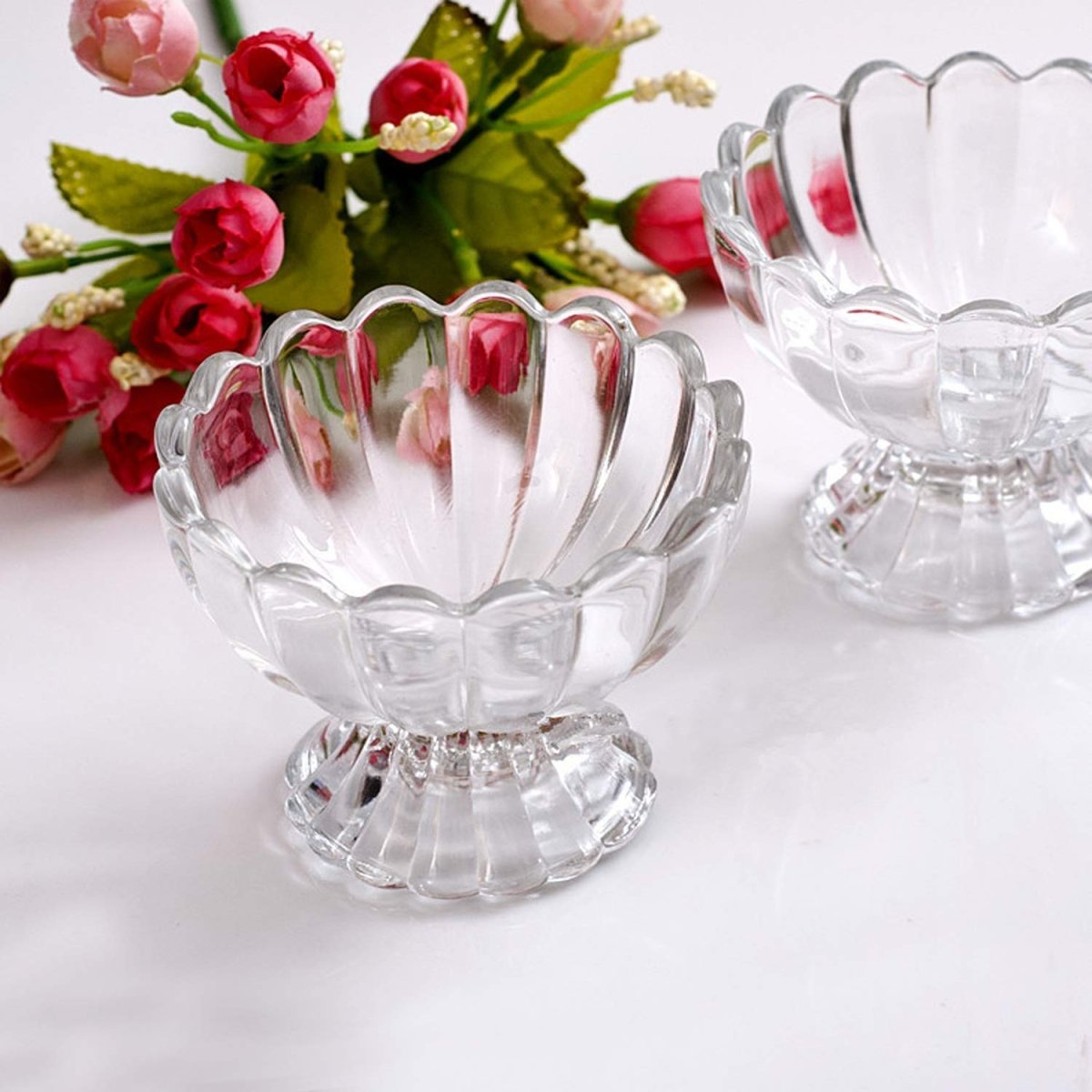 Vintage Crystal Glass Dessert Bowl, 140ml | for Serving Dessert, Ice Cream, Pudding and Fruit Salad - Crystalkart