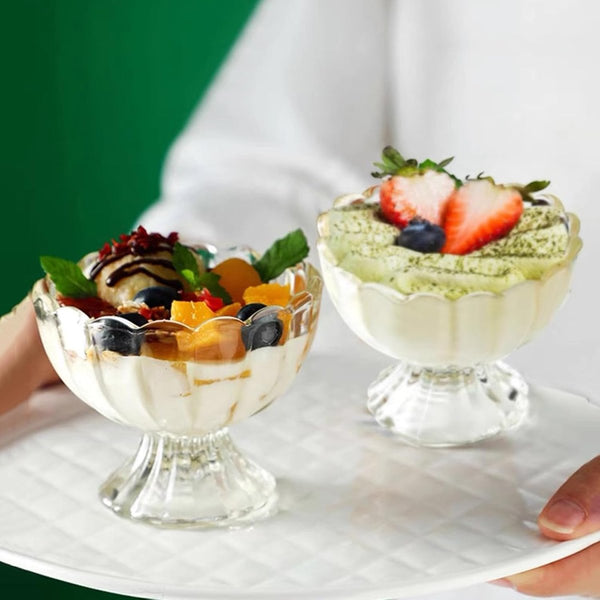 Vintage Crystal Glass Dessert Bowl, 140ml | for Serving Dessert, Ice Cream, Pudding and Fruit Salad - Crystalkart