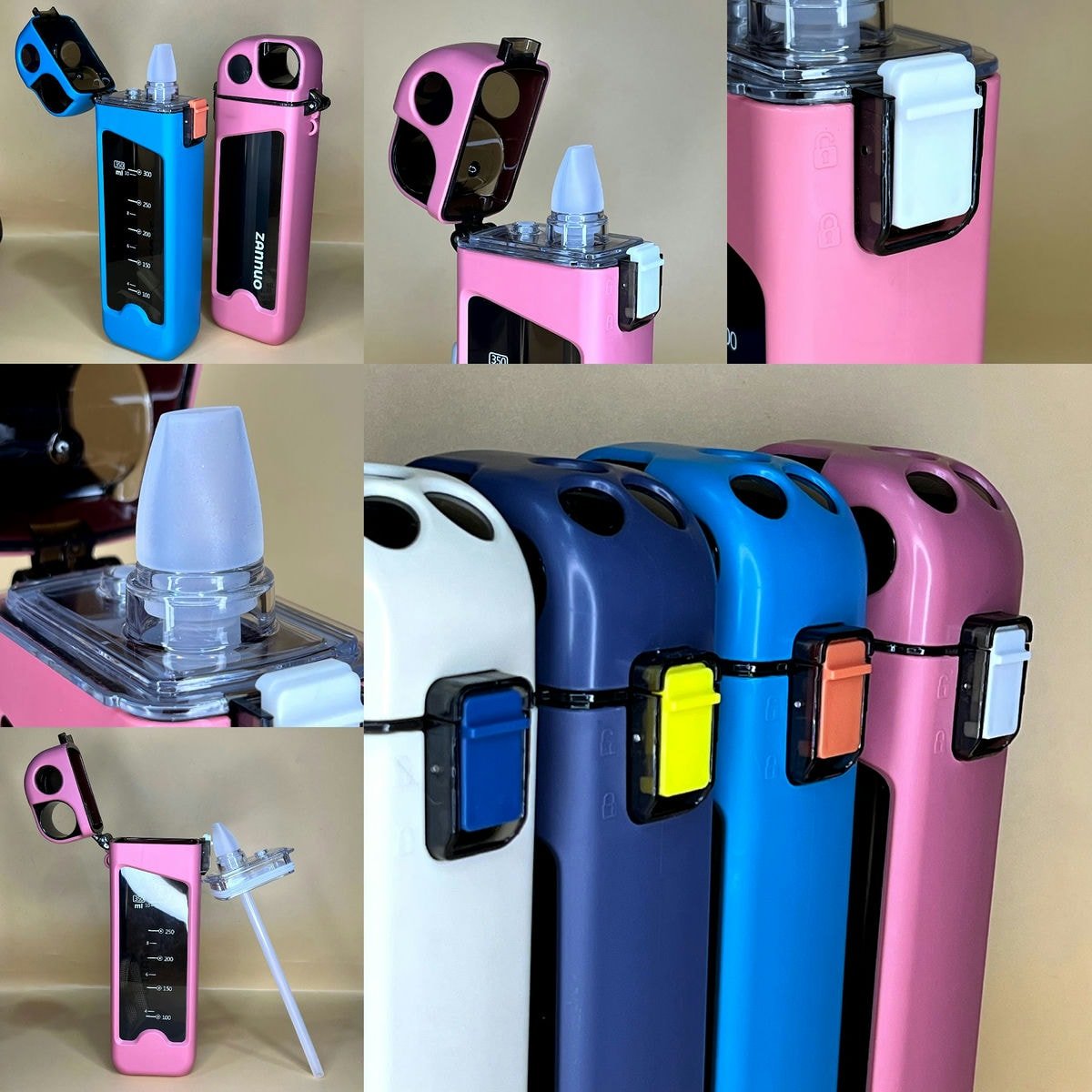 Zannuo 350ml Leakproof Plastic Water Bottle with Straw – BPA - Free, Compact & Portable – Ideal for School, Travel, Gym & Outdoor Activities – Stylish Flat - Square Design for Kids & Adults - Crystalkart