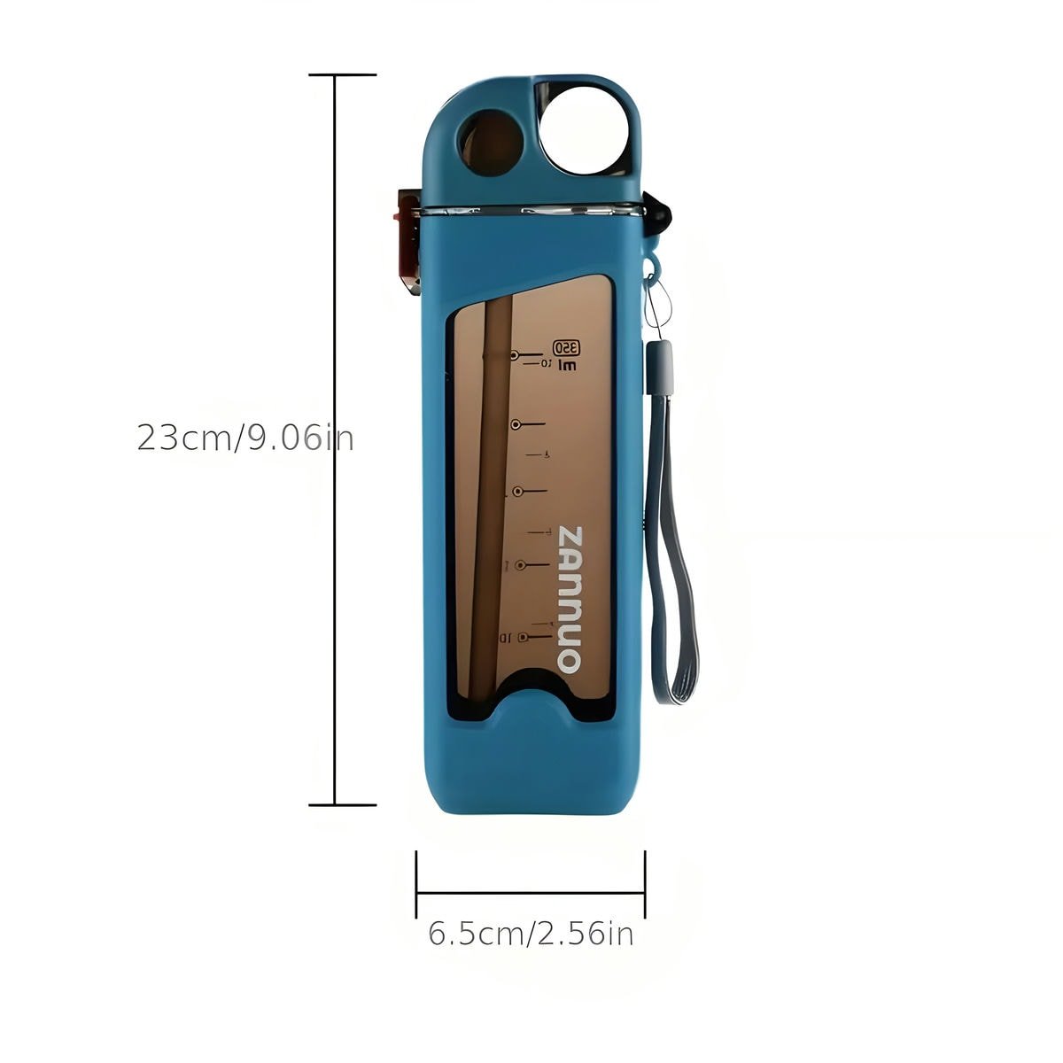 Zannuo 350ml Leakproof Plastic Water Bottle with Straw – BPA - Free, Compact & Portable – Ideal for School, Travel, Gym & Outdoor Activities – Stylish Flat - Square Design for Kids & Adults - Crystalkart